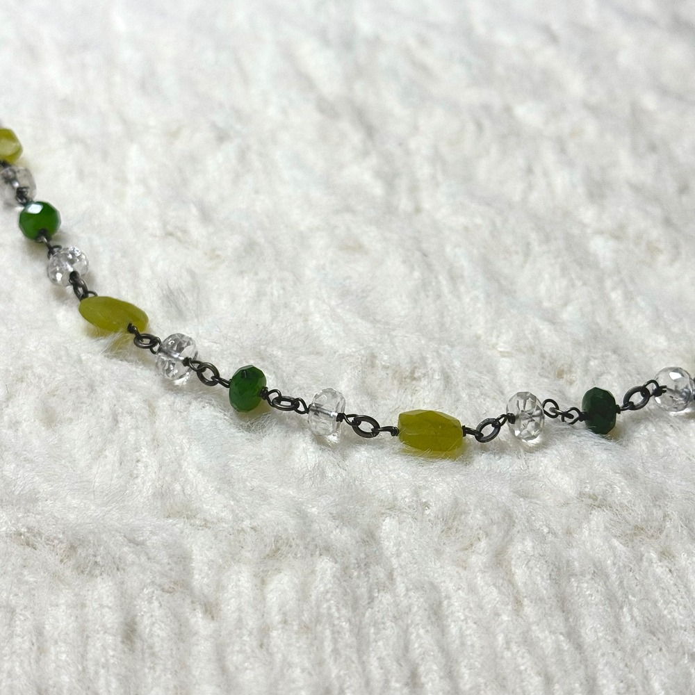 Vintage Silpada Sterling Silver Green Jade Crystal Beaded Necklace 17 inch - Picture 8 of 11